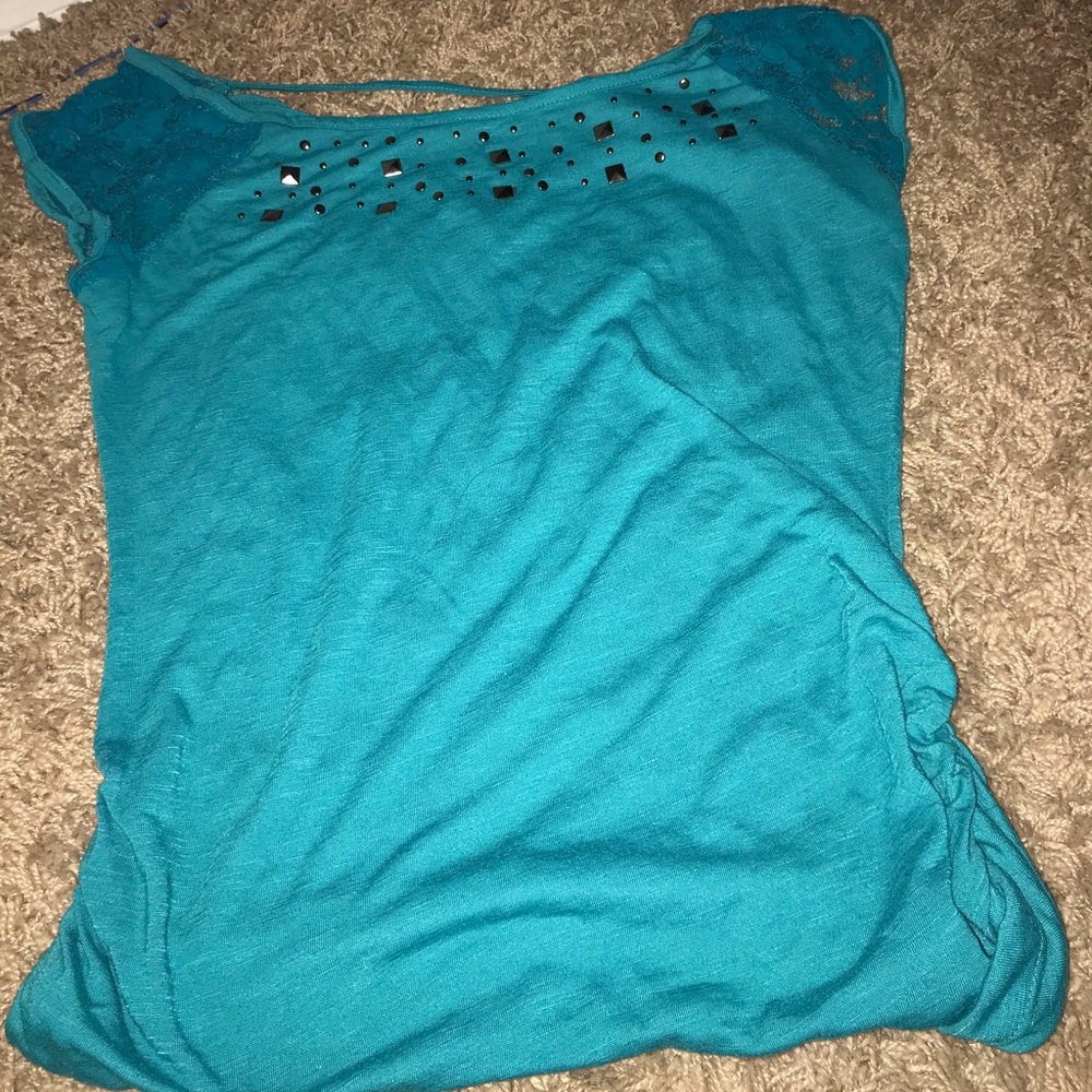 Studded green bluish crop top